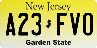 NJ license plate A23FVO