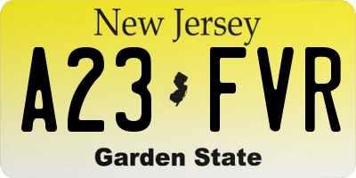 NJ license plate A23FVR