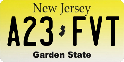 NJ license plate A23FVT