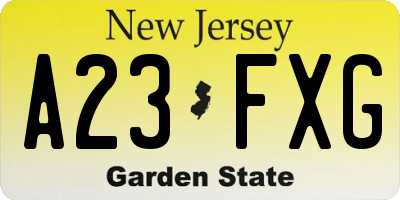 NJ license plate A23FXG