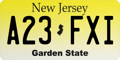 NJ license plate A23FXI
