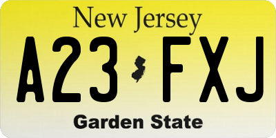 NJ license plate A23FXJ