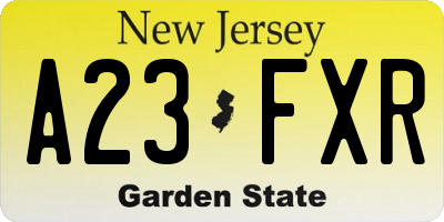 NJ license plate A23FXR