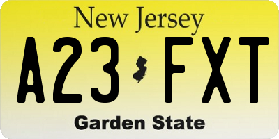 NJ license plate A23FXT