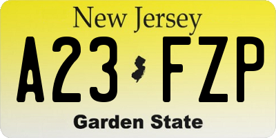 NJ license plate A23FZP