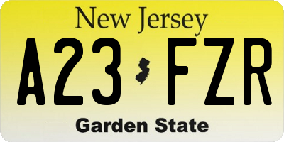 NJ license plate A23FZR