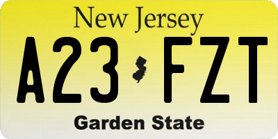 NJ license plate A23FZT