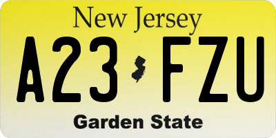 NJ license plate A23FZU