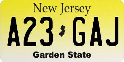 NJ license plate A23GAJ