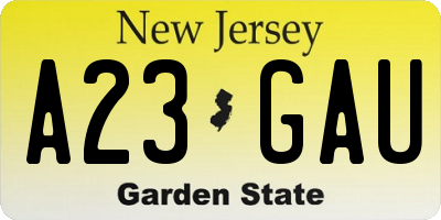 NJ license plate A23GAU