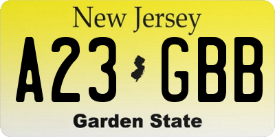 NJ license plate A23GBB