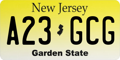 NJ license plate A23GCG