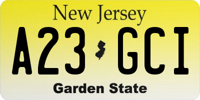 NJ license plate A23GCI