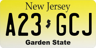 NJ license plate A23GCJ