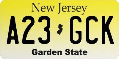 NJ license plate A23GCK