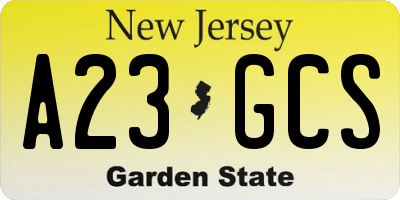 NJ license plate A23GCS