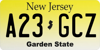 NJ license plate A23GCZ