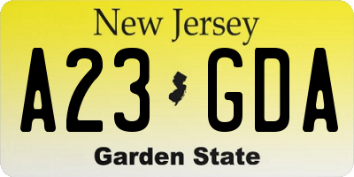 NJ license plate A23GDA