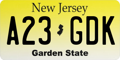 NJ license plate A23GDK