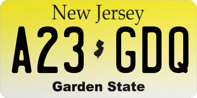 NJ license plate A23GDQ