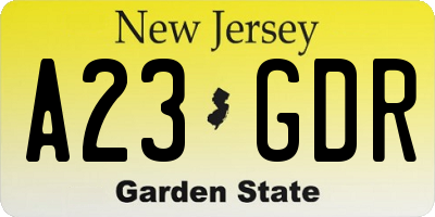 NJ license plate A23GDR