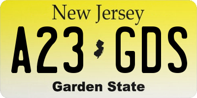 NJ license plate A23GDS