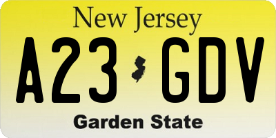 NJ license plate A23GDV