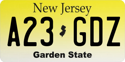 NJ license plate A23GDZ