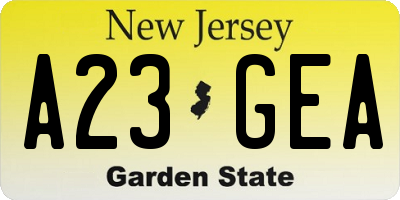 NJ license plate A23GEA