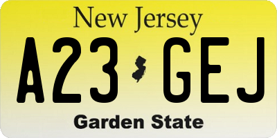 NJ license plate A23GEJ