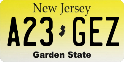 NJ license plate A23GEZ