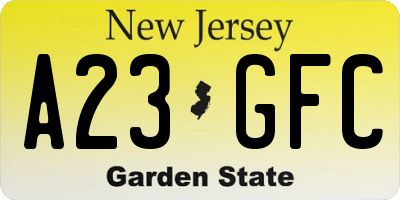NJ license plate A23GFC