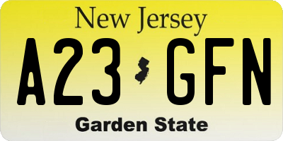 NJ license plate A23GFN