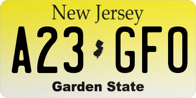 NJ license plate A23GFO