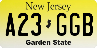 NJ license plate A23GGB