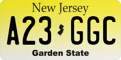 NJ license plate A23GGC