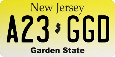 NJ license plate A23GGD
