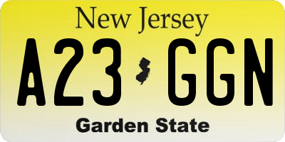 NJ license plate A23GGN