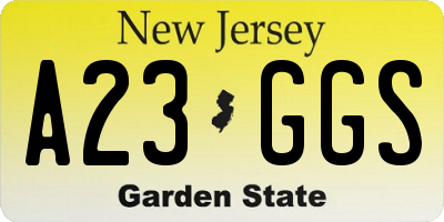 NJ license plate A23GGS