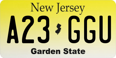 NJ license plate A23GGU