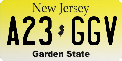 NJ license plate A23GGV