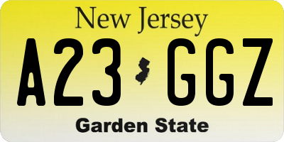 NJ license plate A23GGZ