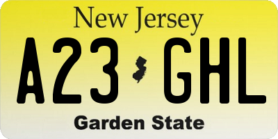 NJ license plate A23GHL