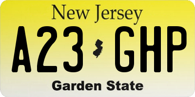 NJ license plate A23GHP