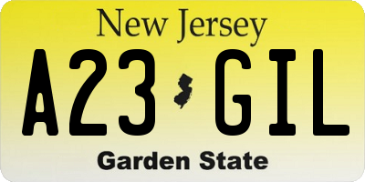 NJ license plate A23GIL