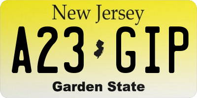 NJ license plate A23GIP
