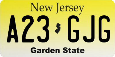 NJ license plate A23GJG