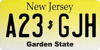 NJ license plate A23GJH