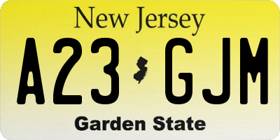 NJ license plate A23GJM