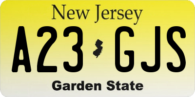 NJ license plate A23GJS